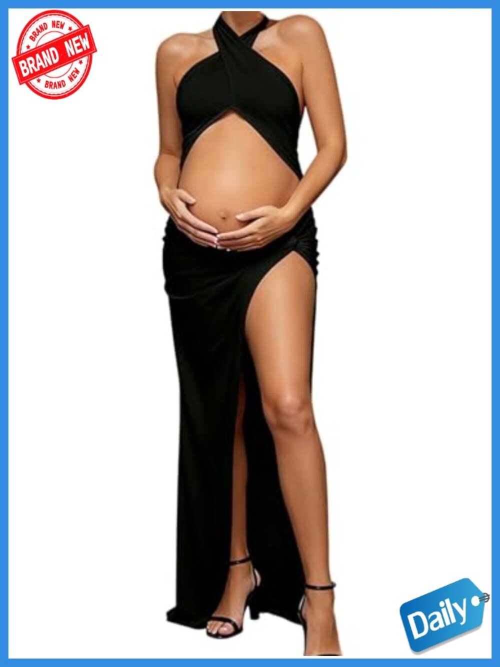 Backless Bodycon Maternity Dress Open Belly Photoshoot Gown